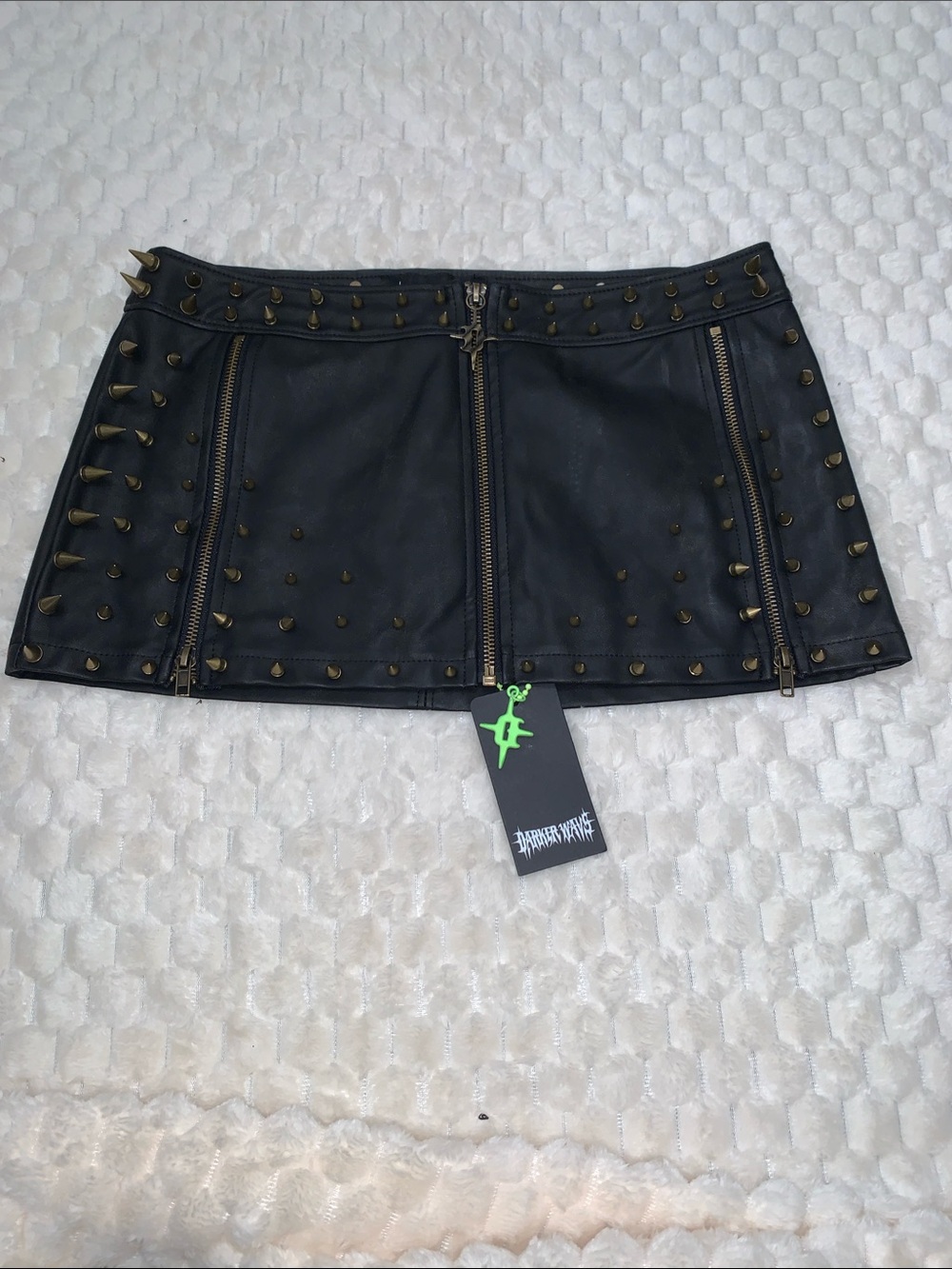 READ DESCRIPTION! Dolls Kill Darker Wavs Black Spiked Mini Skirt, Size Small
